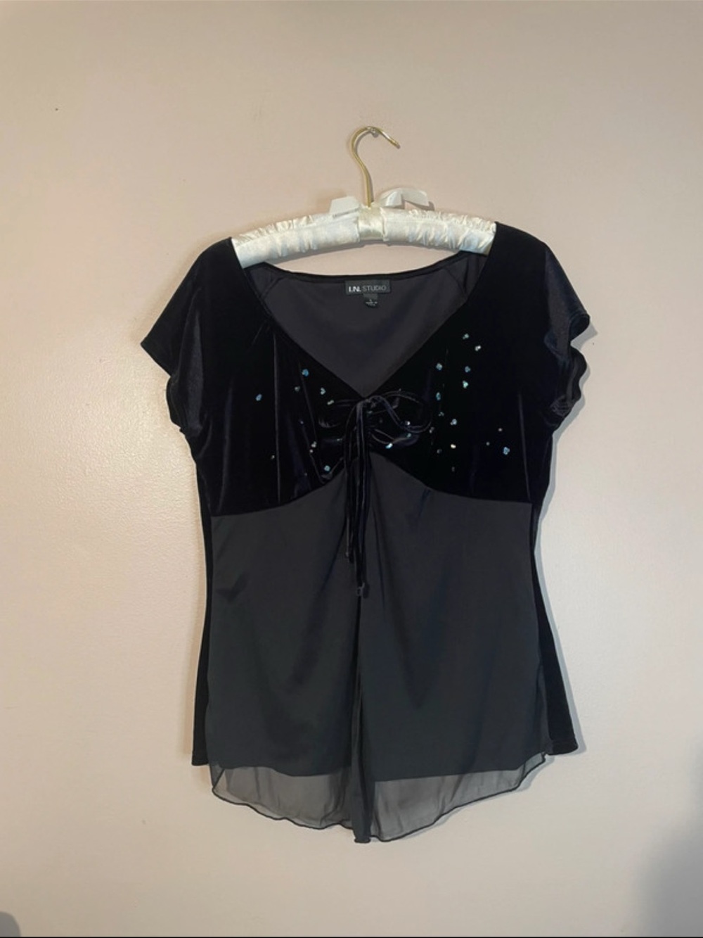 In Studio 90s Y2K gothic romantic fairy top babydoll top size large